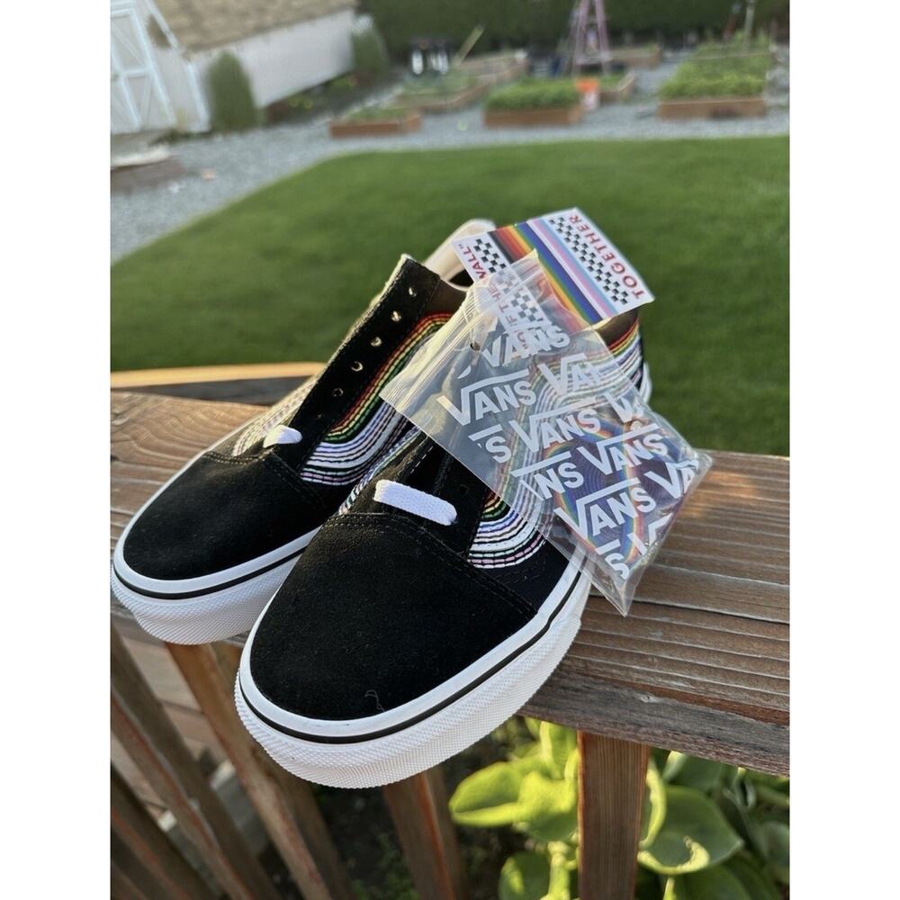 van old skool pride shoes Black with rainbow design size 9 - Picture 7 of 8
